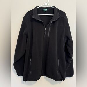 L.L. Bean Sweater Mens XXLT Tall Long Sleeve Black Fleece 1/4 Zip Elastic Pocket